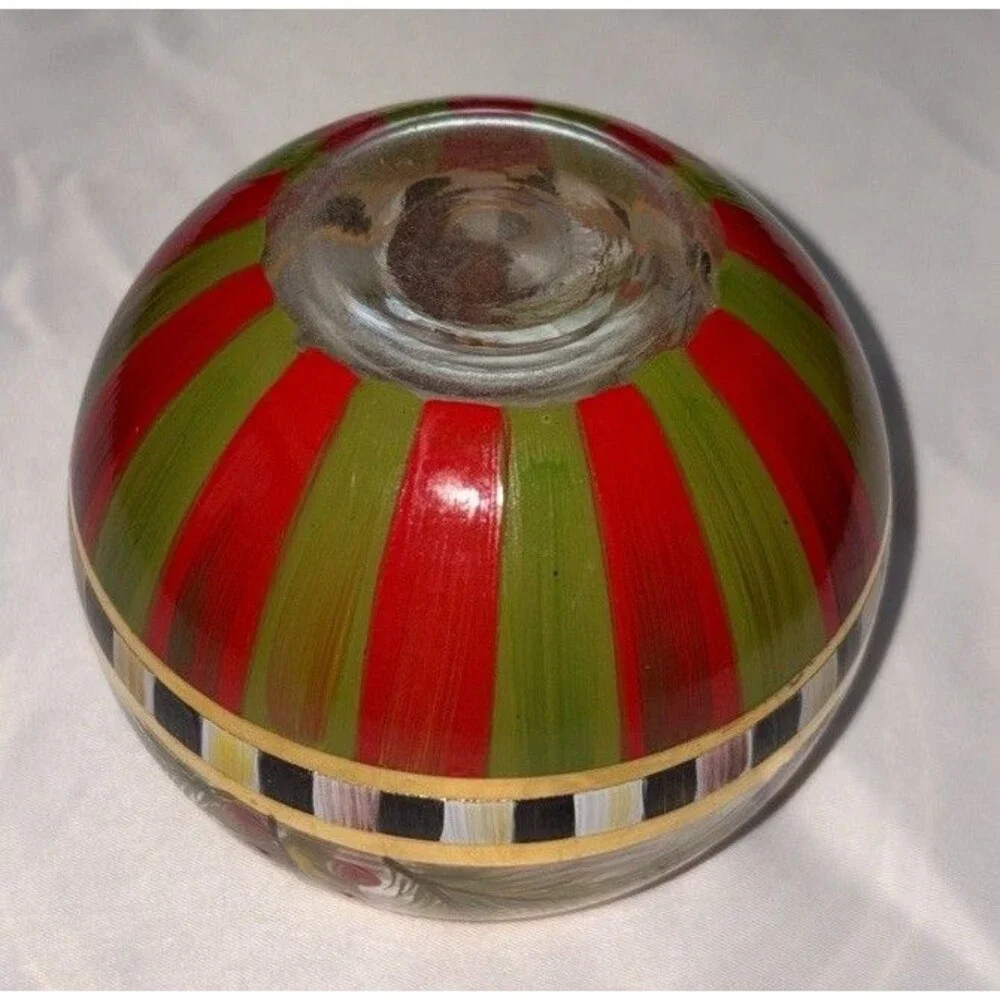 MacKenzie Childs Heirloom Globe Vase / Votive Holder Christmas Courtly Check 4